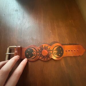 Vintage leather sun & moon buckle bracelet